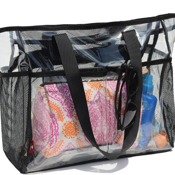 Lightweight Clear Tote Bag with Strong Shoulder Strap - 19x6x14 for Easy Carry - Picture 2 of 9